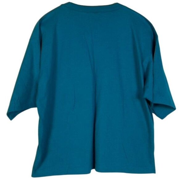 NWT VINTAGE Victoria's Secret Teal Blue Short Sleeve Pocket Sleep T-Shirt M/L 10 - Picture 4 of 8